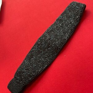 VINTAGE BLACK BEADED CUMMERBUND